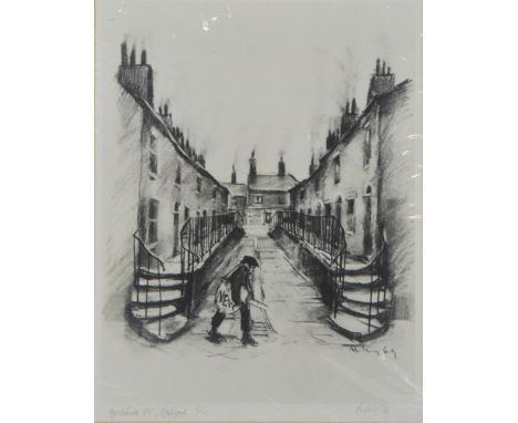 After HAROLD RILEY; black and white print "Gertrude St, Salford", no.5/15 and signed Riley '76, 40 x 30cm, mounted but unfram