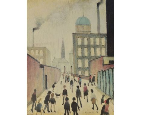 LAURENCE STEPHEN LOWRY (1887-1976); a signed limited edition coloured print "Mrs Swindell's Picture", signed in pencil lower 