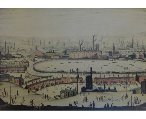 LAURENCE STEPHEN LOWRY (1887-1976); a signed limited edition coloured print, "The Pond", signed in pencil lower right, bearin