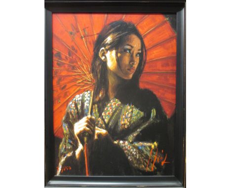 Fabian Perez (Argentinian, b.1967), Michiko II, signed within the print and numbered 25/150, print on canvas, 66 x 49 cm  