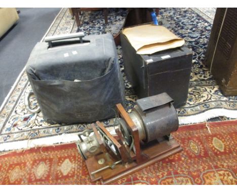 An old magic lantern projector, and film projecting  equipment  