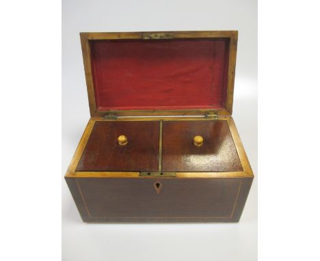 A George III mahogany two compartment tea caddy  
