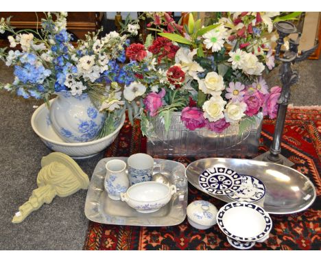 Interior Design - a Victorian Staffordshire blue and white wash bowl and jug; Royal Crown Derby undecorated; a Mackintosh sty