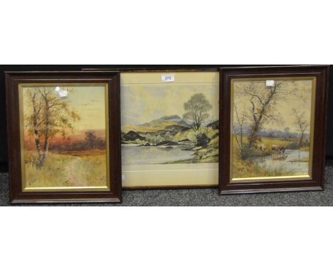 Pictures and Prints - K. A. Coates Cows In The Brook and Sunset Over The Moorswatercolour, signed, framed24cm x 31cm; by and 