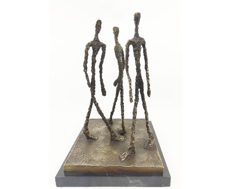 CONTEMPORARY SCHOOL FIGURAL GROUP SCULPTURE, in bronze, 43cm H x 33cm x 29cm.