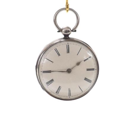Vulliamy cylinder silver pocket watch, the fusee movement signed Vulliamy, London, with date code 'xmu', pierced engraved bal