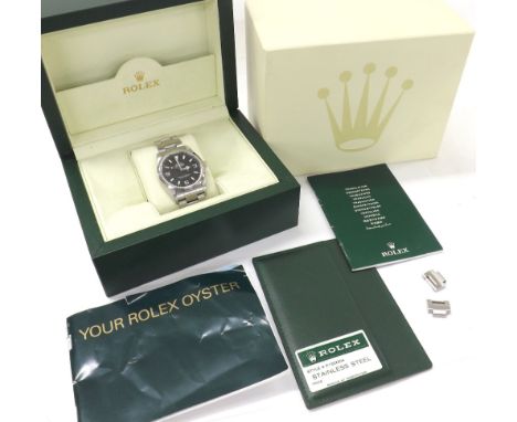 Rolex Oyster Perpetual Explorer stainless steel gentleman's bracelet watch, ref. 114270, circa 2006, serial. no. Z18xxxx, bla