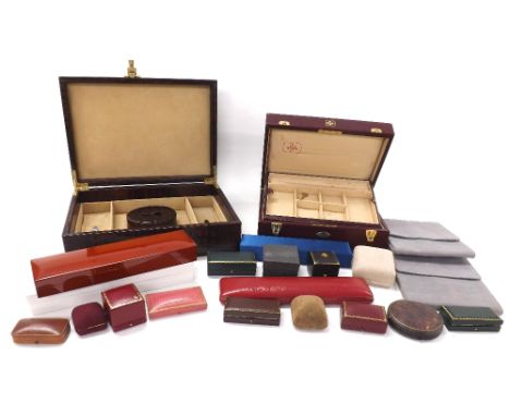 Patek Philippe jewellery box, with key, 11' wide; modern crocodile skin jewellery box, 13" wide; also various other jewellery