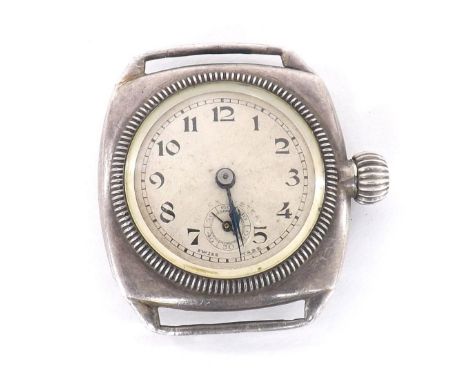 Rolex Oyster silver mid-size wristwatch, case ref. 1958, import hallmarks for Glasgow 1927, silvered dial with Arabic numeral