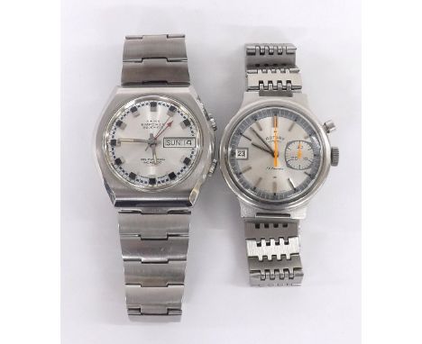 Swiss Emperor Self-winding Incabloc Alarm stainless steel gentleman's bracelet watch, 40mm; together with a Rotary single but