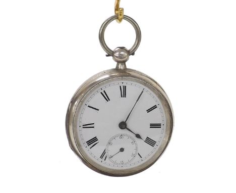 Silver fusee lever pocket watch, Chester 1880, the movement, no. 12133, with engraved balance cock, gilt three-arm balance an