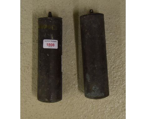 Pair of brass cased longcase clock weights (2)