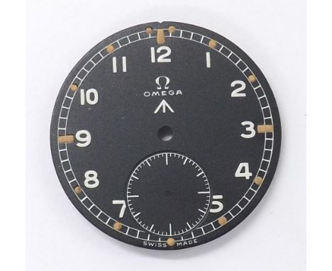 Omega Military wristwatch dial, with Military arrow, Arabic numerals, outer minute track and subsidiary seconds dial