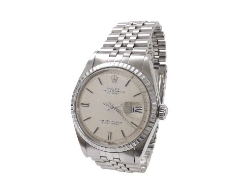 Rolex Oyster Perpetual Datejust stainless steel gentleman's bracelet watch, ref. 1603, circa 1971, serial no. 3297xxx, fluted
