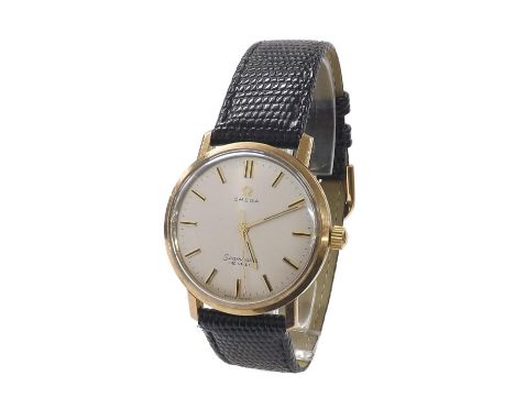 Omega Seamaster De Ville 9ct gentleman's wristwatch, the circular silvered dial with applied baton markers and sweep centre s