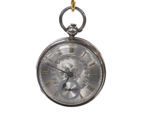 Silver fusee lever pocket watch, London 1893, signed H. Robinson, High Street, Shrewsbury & Ludlow, silver engraved dial with