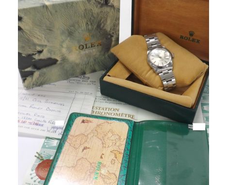 Rolex Oyster Perpetual Date stainless steel gentleman's bracelet watch, ref. 15000, circa 1988, serial no. R658xxx, silvered 