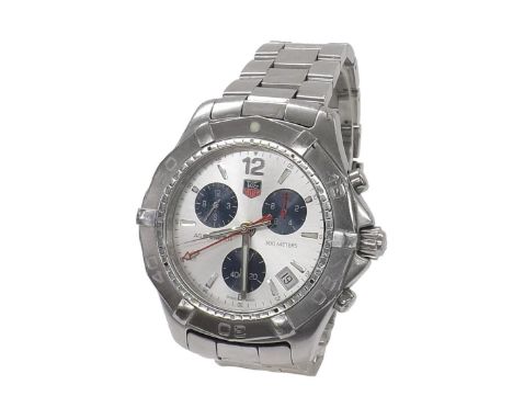Tag Heuer Aquaracer 300m chronograph stainless steel gentleman's bracelet watch, ref. CAF 1111, silvered dial, Tag Heuer brac