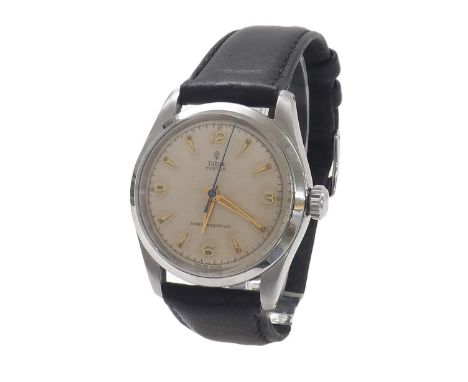 Tudor Oyster stainless steel gentleman's wristwatch, ref. 7934, serial no. 21xxxx, circular cream dial with quarter Arabic nu