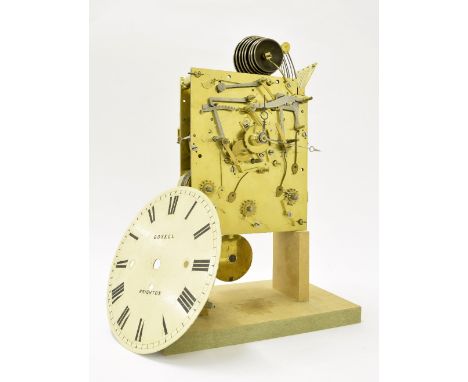 Good triple fusee six pillar mantel clock movement with 9" dial, both signed Boxell, Brighton no. 1717, playing on a nest of 
