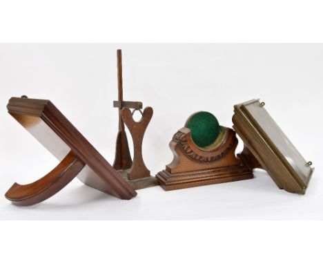 Two clock brackets; also a clock stand and a circular barometer stand (4)