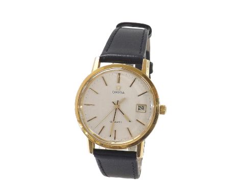 Omega Quartz gold plated and stainless steel gentleman's wristwatch, circa 1979, ref. 196.0160, case no. 1342, circular silve