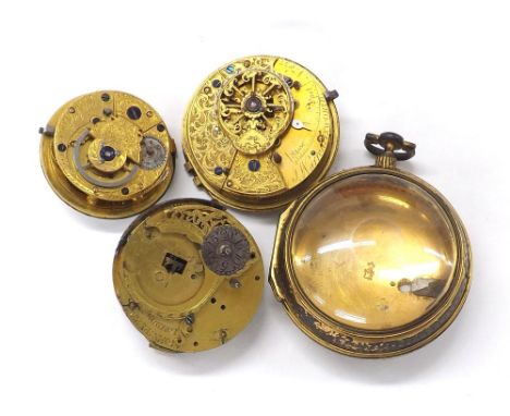 Fusee verge pocket watch movement, signed Chas Taylor, Bristol, no. 855, the foliate engraved balance cock with mask and diam