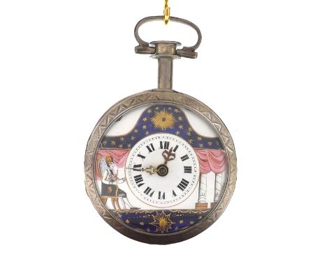 Continental verge pocket watch, with elaborate jewelled gilt fusee movement, unsigned, silvered regulating disc and pierced b