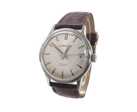 Garrard automatic stainless steel gentleman's wristwatch, circa 1950s, silvered dial with baton markers, centre seconds and d