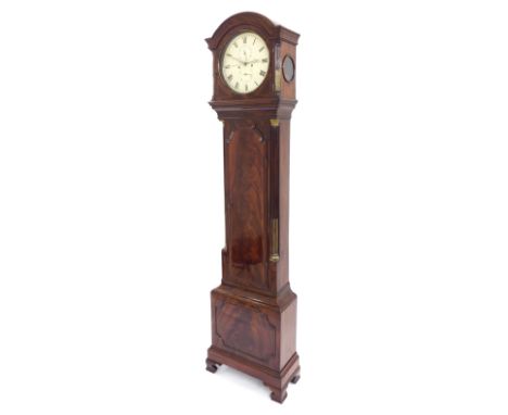 Good flame mahogany eight day longcase clock, the 12" circular cream dial signed Dwerrihouse & Carter, London with subsidiary