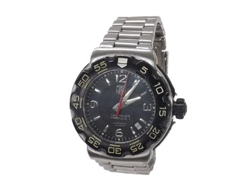 Tag Heuer Formula 1 Professional 200m stainless steel gentleman's bracelet watch, ref. WAC1110-0, no. JT9055, black dial, Tag