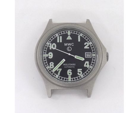 MWC G10 Military automatic stainless steel gentleman's wristwatch, serial no. 0771/2500, black dial with luminous Arabic nume