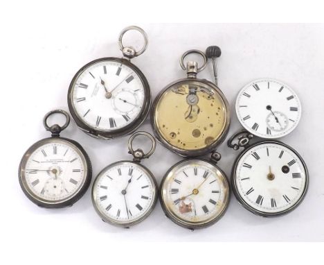 Silver fusee lever hunter pocket watch (lacking case front); together with a silver fusee verge engine turned pocket watch in