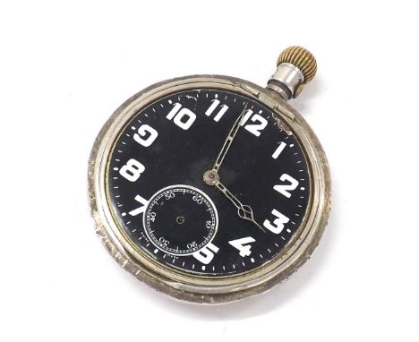 Zenith silver lever pocket watch, import hallmarks London 1932, signed gilt frosted  movement, no. 3015990, black dial with w