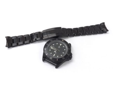 MWC 300m Military Diver's PVD automatic bracelet watch, serial no. 0800/7000, black dial with Military arrow, luminous baton 