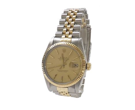 Rolex Oyster Perpetual Datejust stainless steel and gold gentleman's bracelet watch, ref. 16013, circa 1983, serial. no. 753x