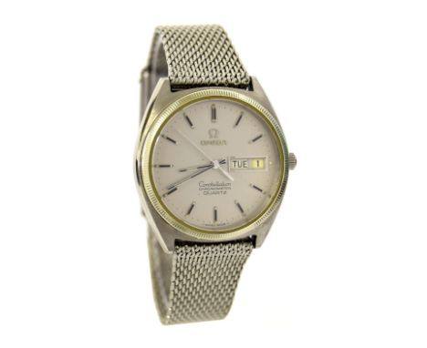 Omega Constellation Chronometer Quartz stainless steel gentleman's bracelet watch, circa 1977, ref. 198.0111, circular grey d