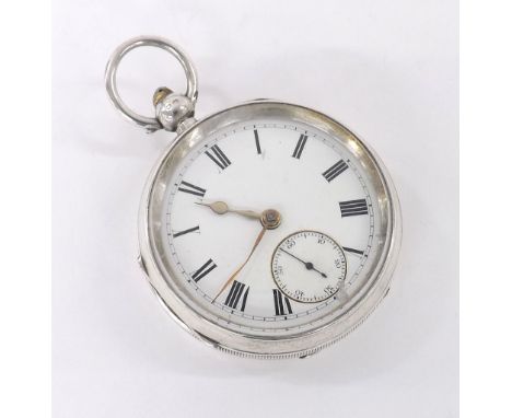 Silver lever engine turned pocket watch, Chester 1894, gilt frosted movement, no. 50313, with engraved balance cock, compensa