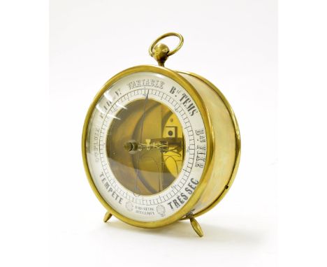 French Bourdon system circular barometer, the 5" white chapter ring signed Barometre Metallique enclosing a visible centre