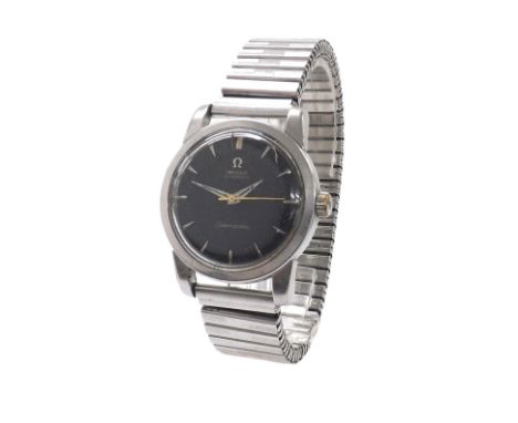 Omega Seamaster 'bumper' automatic stainless steel gentleman's wristwatch, circa 1950/51, ref. C2577 -7 SC, circular black ho
