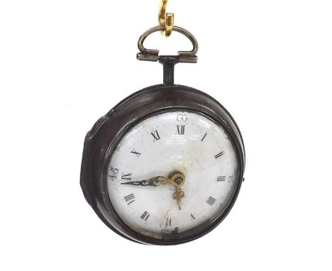 English 18th century silver pair cased verge pocket watch, London 1767, the fusee movement signed J. Alwin, London, no. 949 w