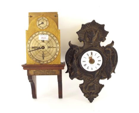 Thwaites & Reed Ltd reproduction clock insribed on a brass plate 'Benjamin Franklin's Clock, 1757 Built in London to his Orig