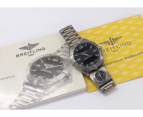 Breitling Aerospace Multi-Function titanium gentleman's bracelet watch, ref. E65062, circa 1997, no. 0436, black dial with lu