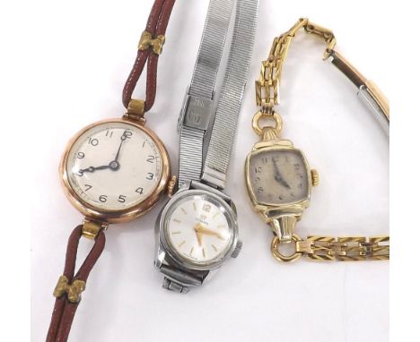 Rolex 9ct lady's wristwatch, import hallmark for Glasgow 1924, silvered dial with Arabic numerals, signed 15 jewel movement, 