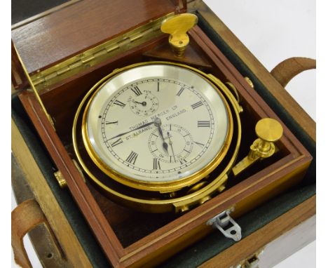 English two day marine chronometer, the 4" silvered dial signed Thomas Mercer Ltd, St. Albans, England, no. 16922, with subsi
