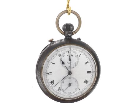 Mappin gunmetal split seconds chronograph lever pocket watch, the frosted gilt movement with 'S&Co' trademark, the dial signe