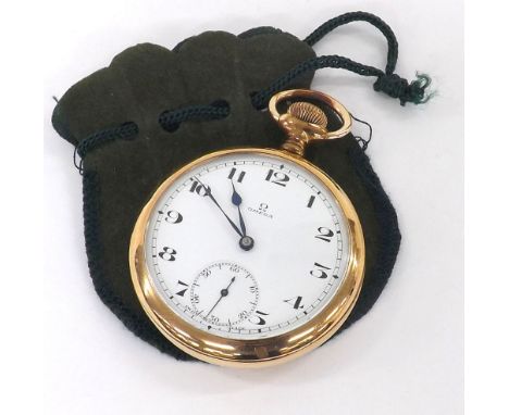 Omega gold plated lever pocket watch, circa 1916, signed gilt frosted movement, no. 5505255, with compensated balance and reg