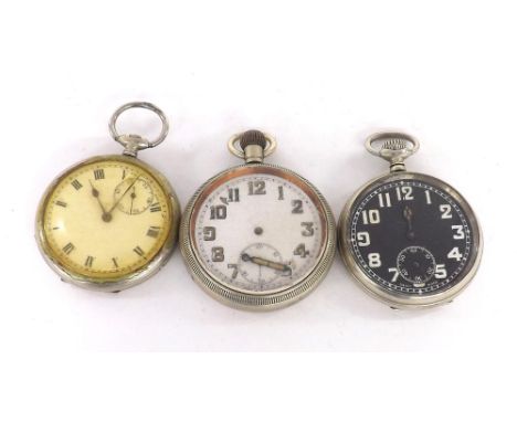 Paul Garnier of Paris British Military Army issue nickel cased lever pocket watch, signed movement, black dial with Arabic nu