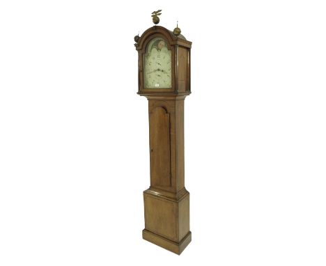 Mahogany eight day longcase clock, the 13" painted arched dial signed W. Avenell, Farnham with subsidiary seconds and calenda