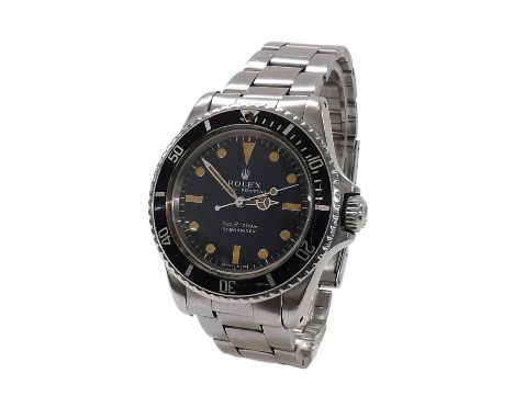 Rolex Oyster Perpetual Submariner stainless steel gentleman's bracelet watch, ref. 5513, circa 1972, serial no. 3865xxx, rota